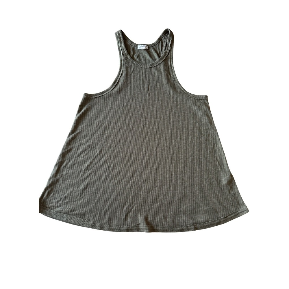 Intimately By Free People Flowy Tank Top Sz Medium Olive Green Ribbed Boho Chic